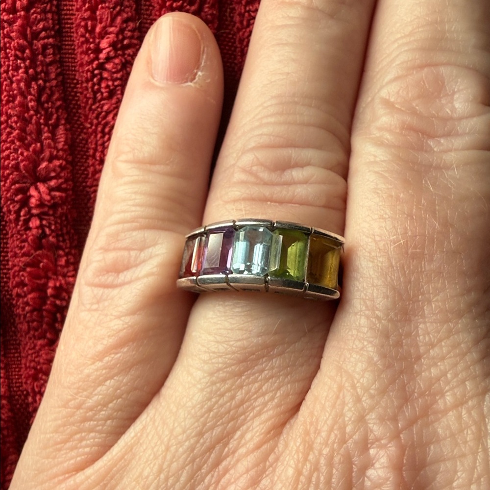 Multicolor Gemstone Sterling Silver Ring - image 7